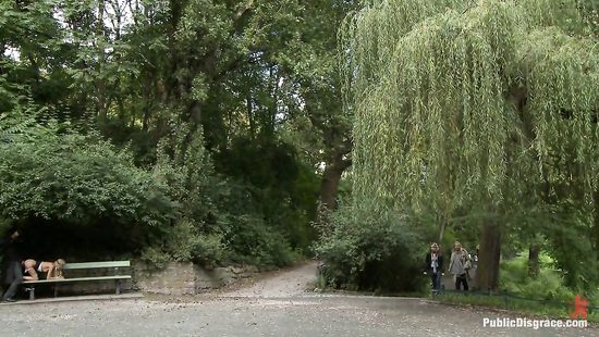 Бедную блондинку связали и выебали в парке